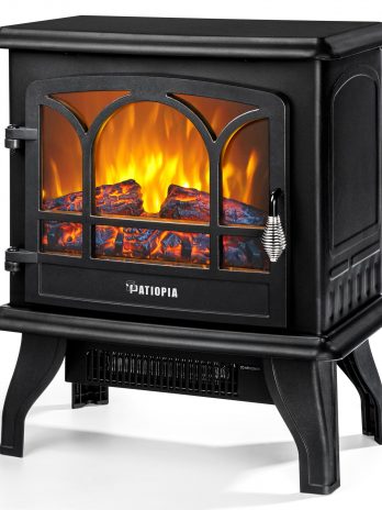 PATIOPIA Electric Fireplace Heater with Realistic Flame Effect with Overheating Safety Protection