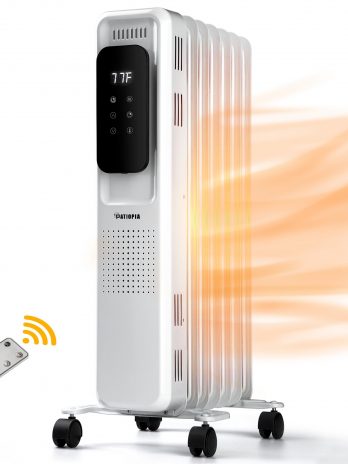 PATIOPIA White Oil Filled Portable Space Radiator Heater with Remote Control for Indoor Use